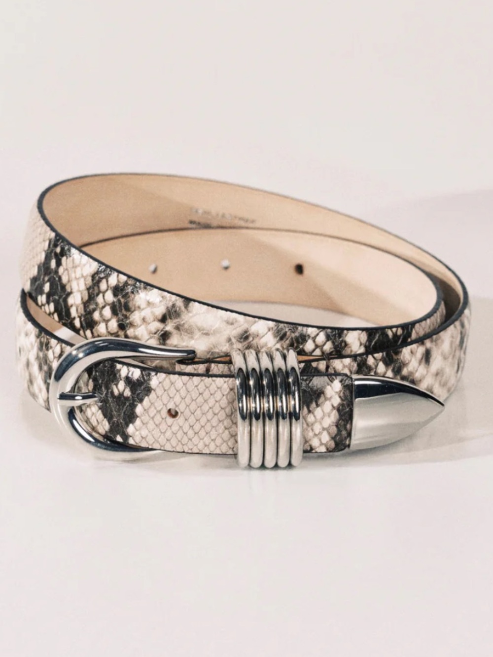 Dehanche Hollyhock Belt in Snake with Silver Hardware